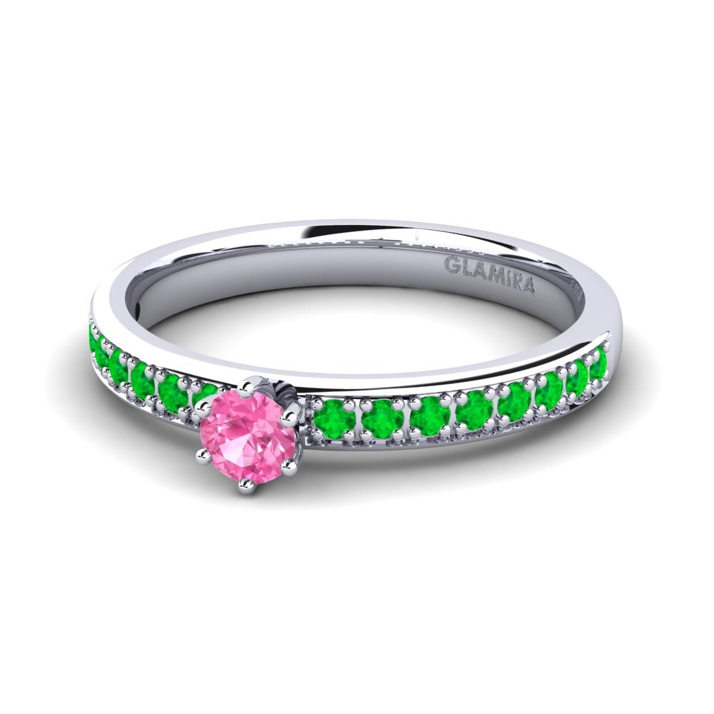 18ct White Gold Pink Sapphire Engagement Ring Ageall 0.16 crt
