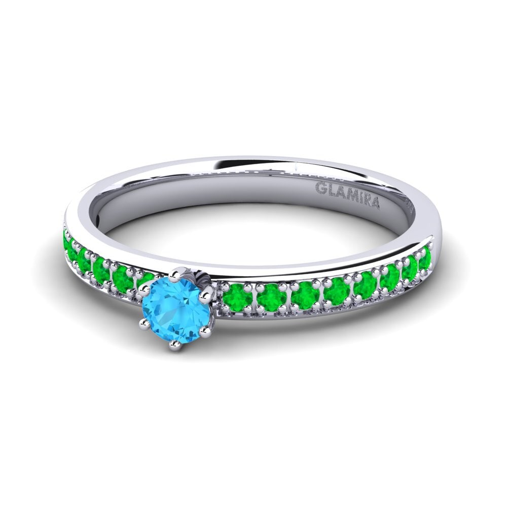 Topacio azul Anillo de compromiso Ageall 0.16 crt