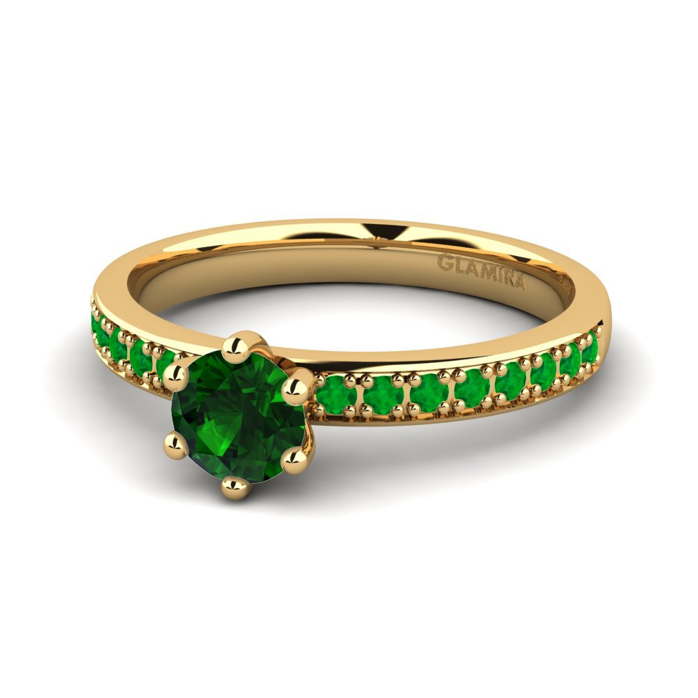 14ct Yellow Gold Green Tourmaline Engagement Ring Ageall 0.5 crt