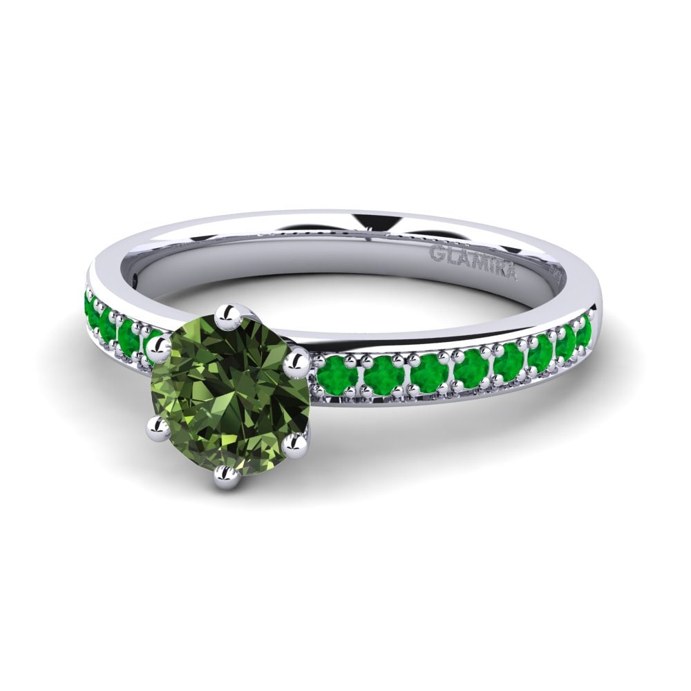 Green Sapphire Engagement Ring Ageall 0.8 crt