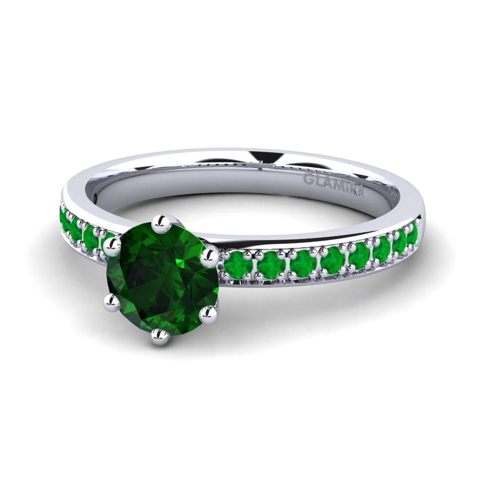 Turmalina verde Anillo de compromiso Ageall 0.8 crt