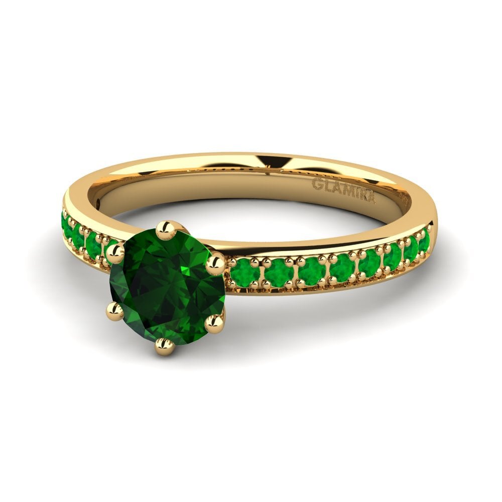 14ct Yellow Gold Green Tourmaline Engagement Ring Ageall 0.8 crt
