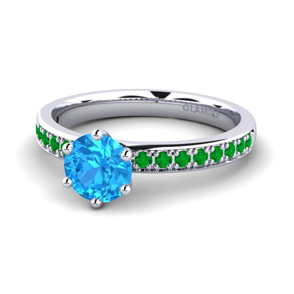 Topacio azul Anillo de compromiso Ageall 0.8 crt