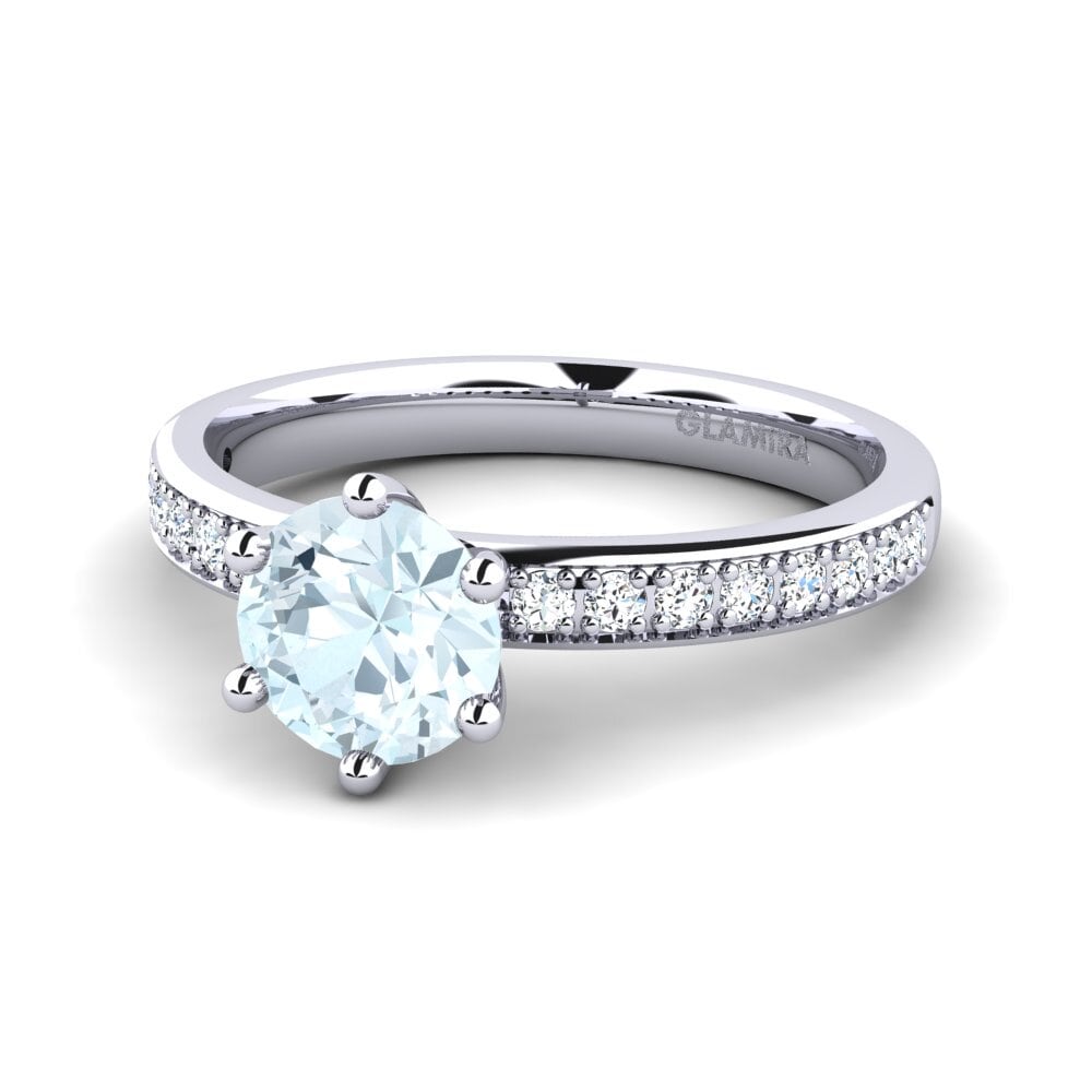 Solitaire Pave Aquamarine Rings
