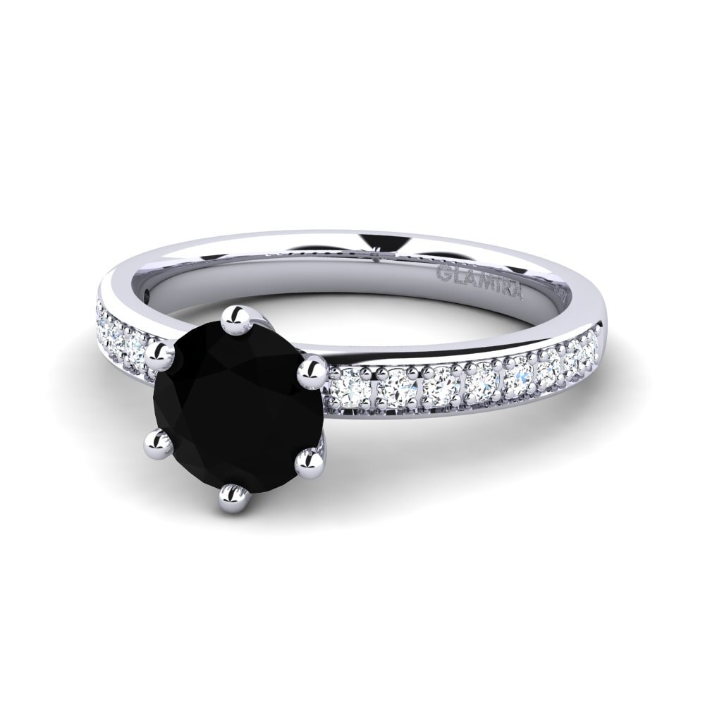 Solitaire Pave Black Onyx Rings
