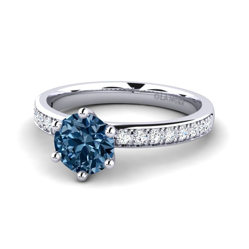 Solitaire Pavé Modrý diamant Zásnubní prsteny
