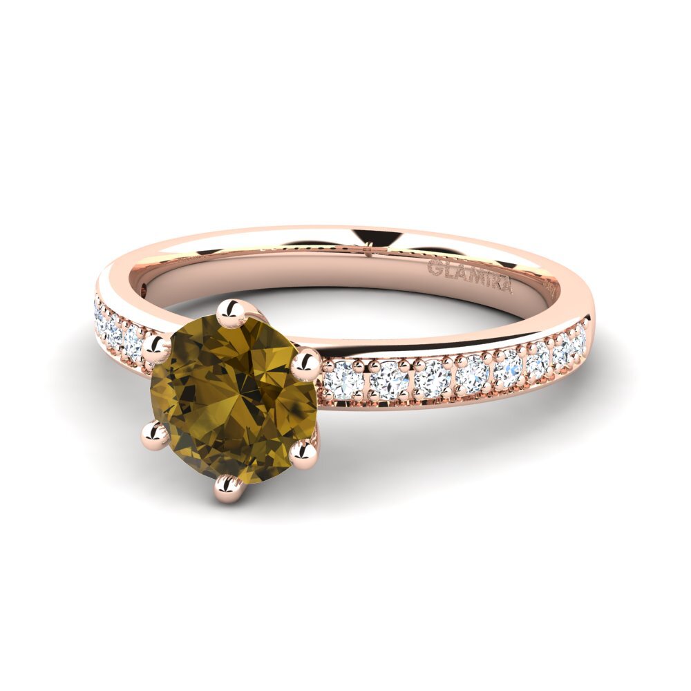 Ringe Solitär Pave Brauner Zirkon Rotgold 585