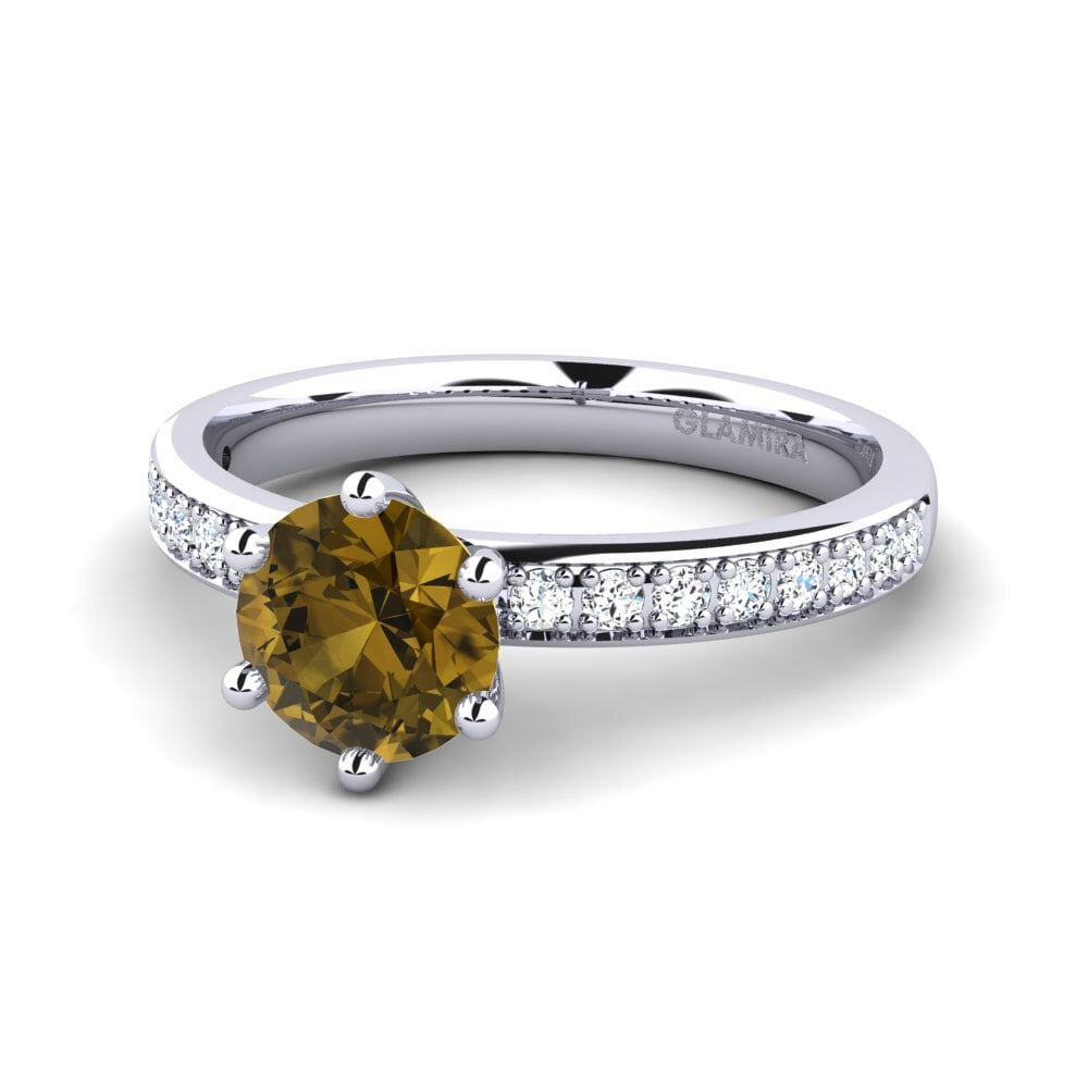 Solitaire Pave Brown Zircon Rings