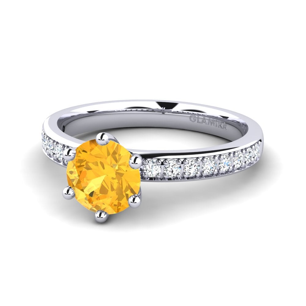 Bagues Citrine Solitaire Pavé