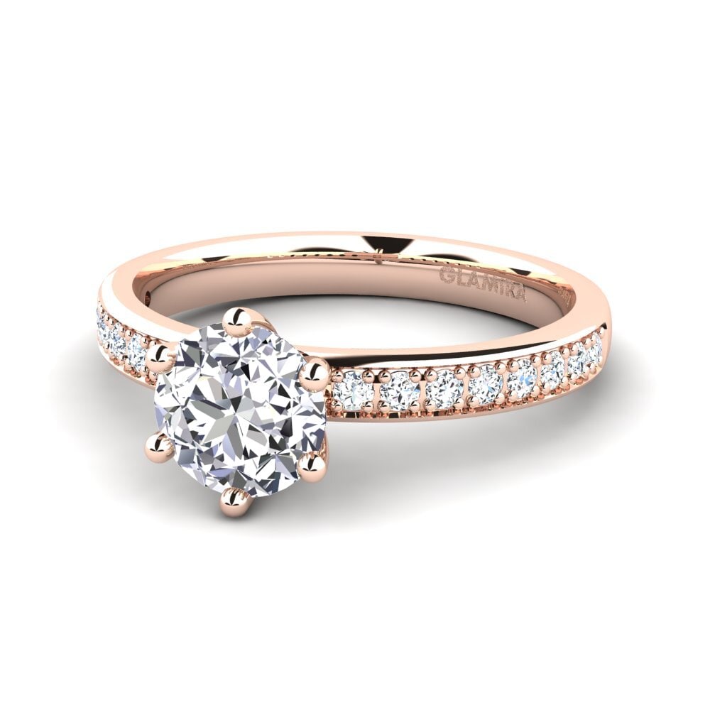 Solitaire Pave Diamond 14ct Rose Gold Rings