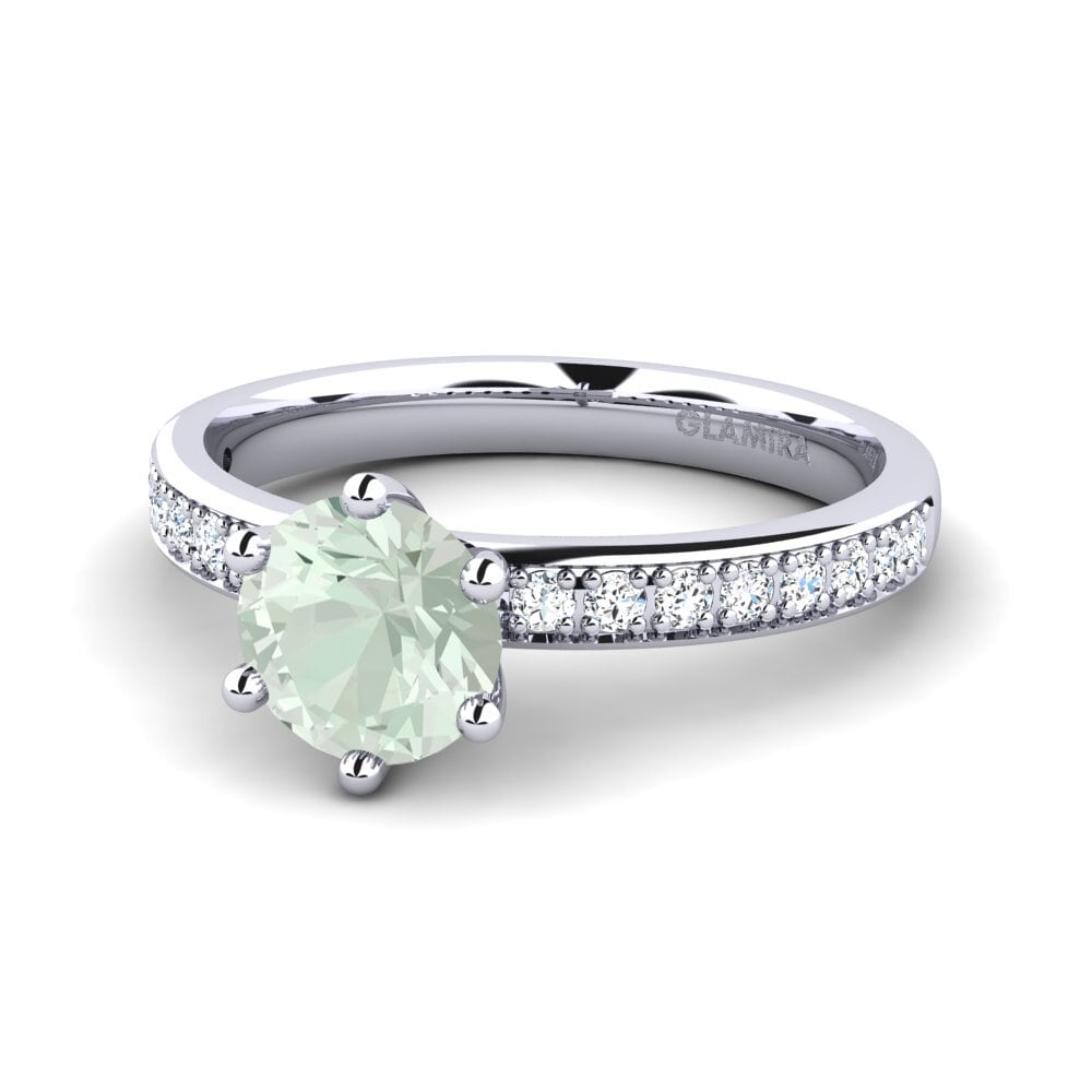 Solitaire Pave Green Amethyst Engagement Rings