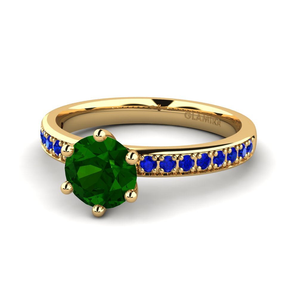 14ct Yellow Gold Green Tourmaline Engagement Ring Ageall 1.0 crt