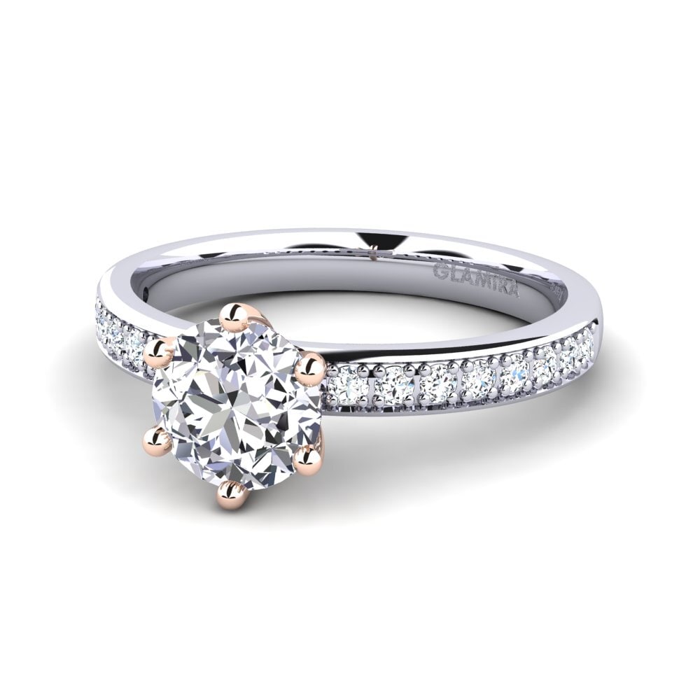 Solitaire Pave Lab Grown Diamond 9ct White & Rose Gold Rings