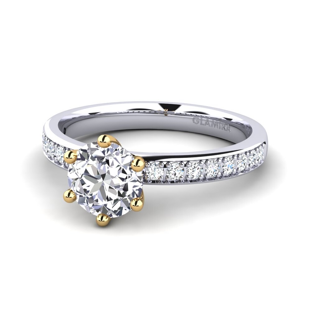 Solitaire Pave Lab Grown Diamond 9ct White & Yellow Gold Rings