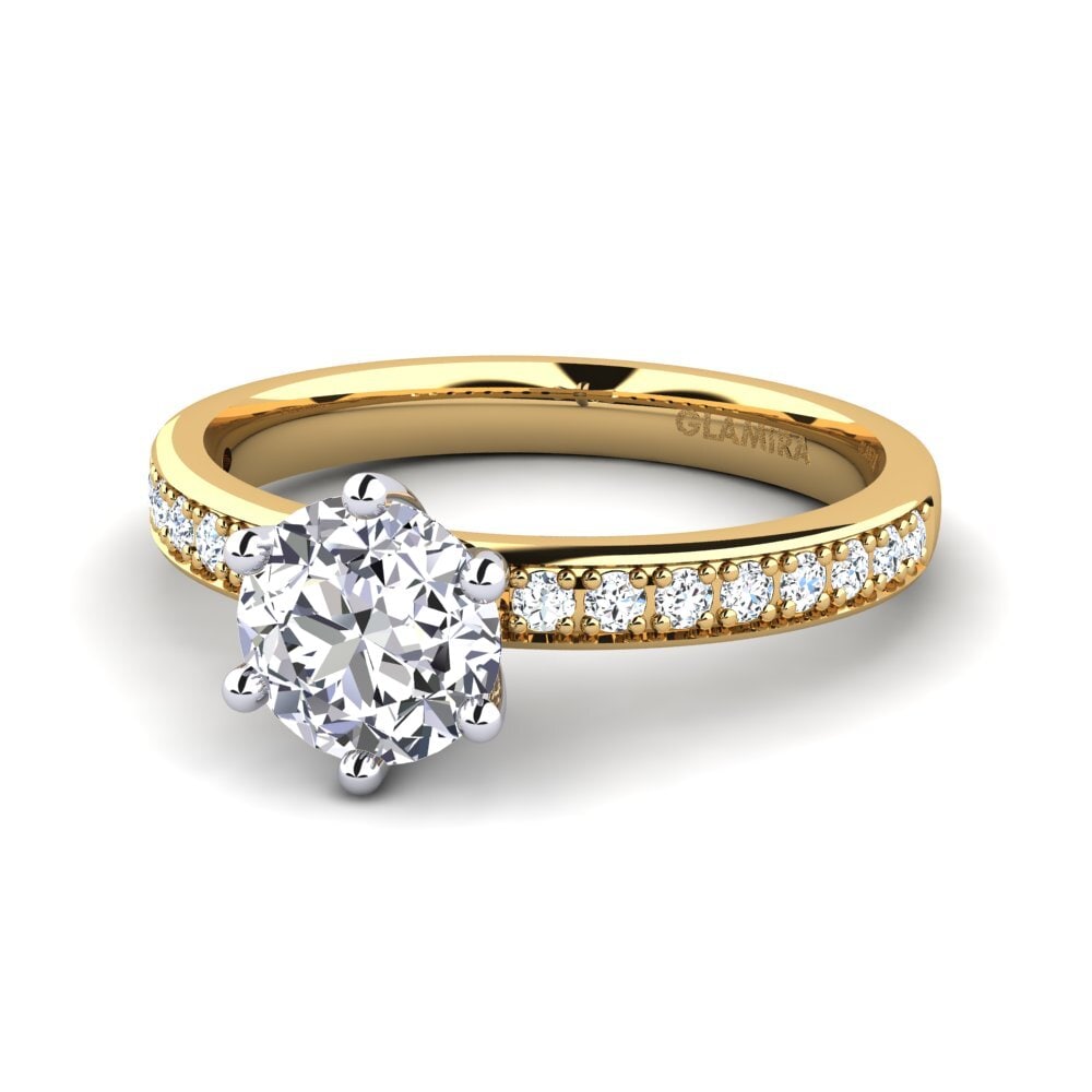 Solitaire Pave Lab Grown Diamond 9ct Yellow & White Gold Rings