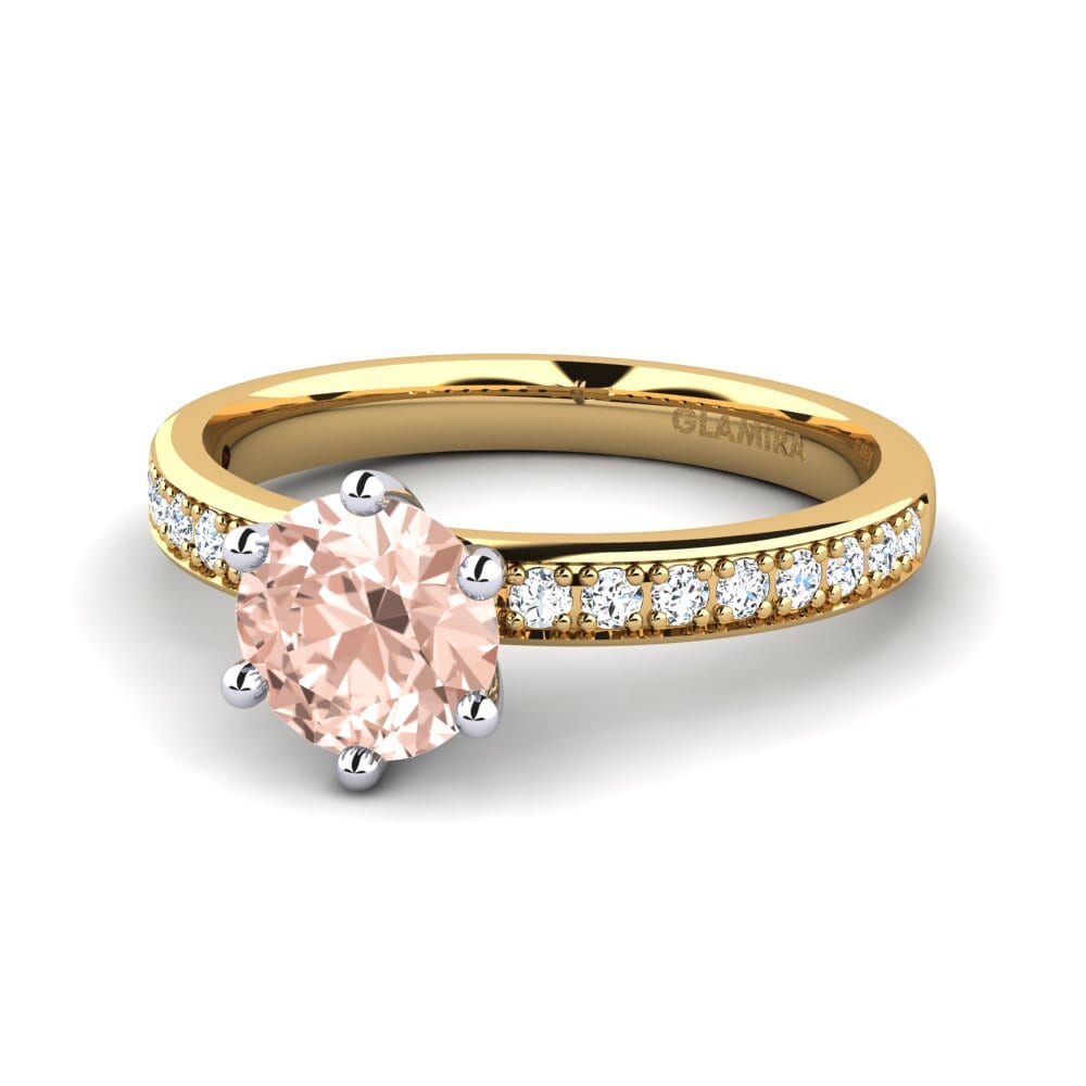 Ringe Solitär Pave Morganit 585 Gelb & Weißgold