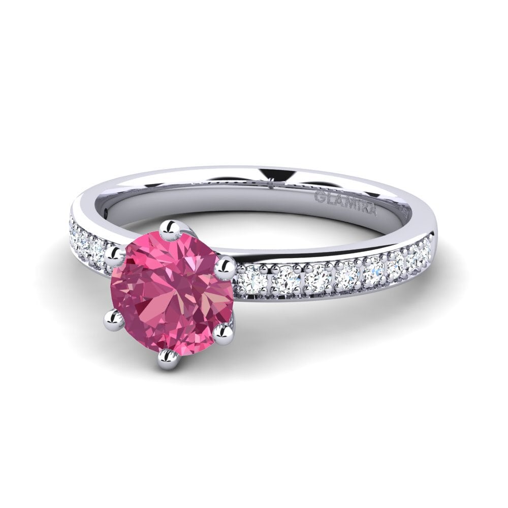 Solitaire Pave Pink Tourmaline Rings