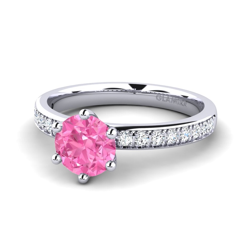 Solitaire Pave Pink Sapphire Engagement Rings