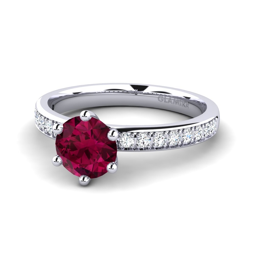 0.26 - 0.50 Carat Solitaire Pave Rhodolite Garnet Rings