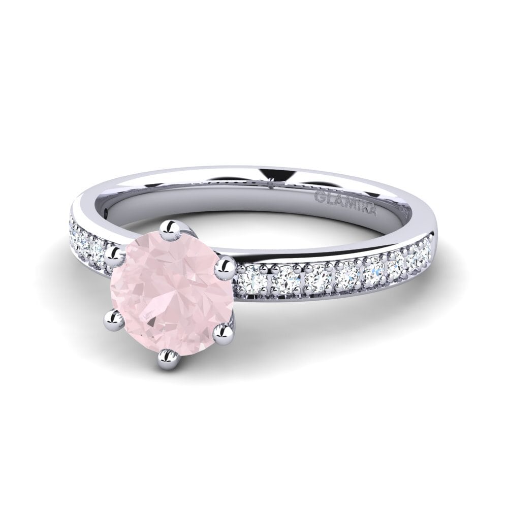 Anillos de compromiso Cuarzo rosa Solitario Pavé