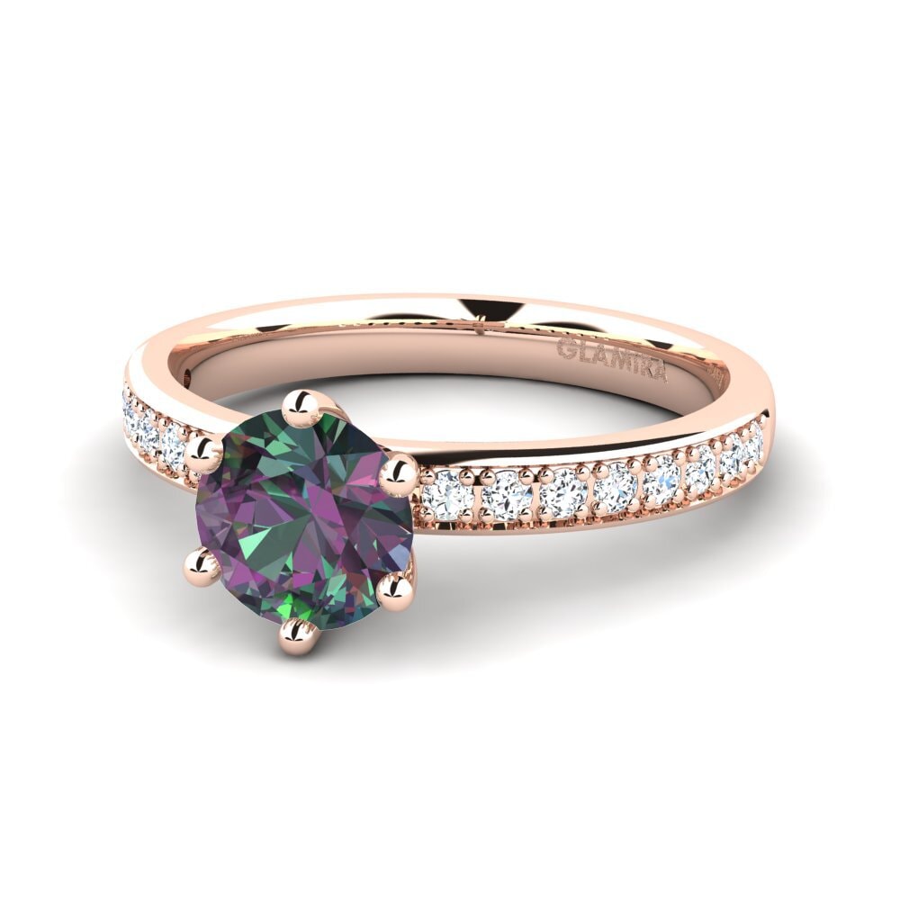 Verlobungsringe Solitär Pave Mystic Topas Rotgold 585