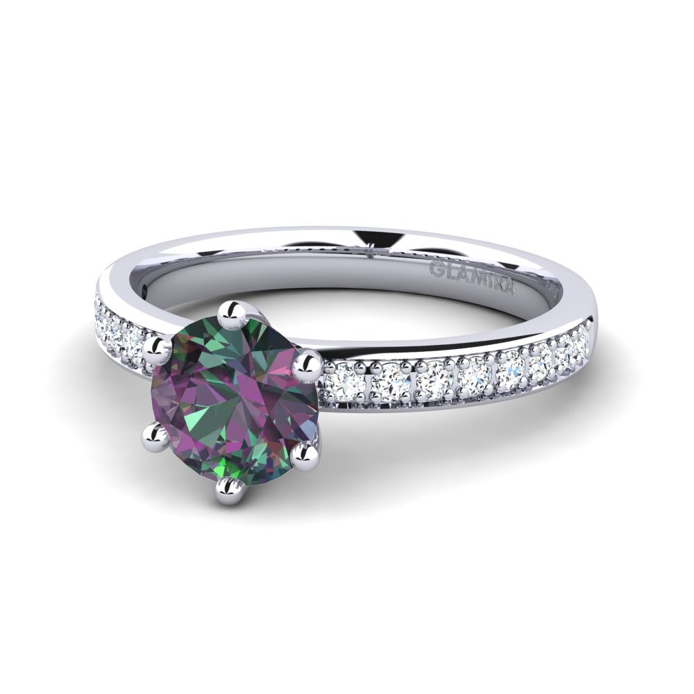 Solitaire Pave Mystic Topaz Rings