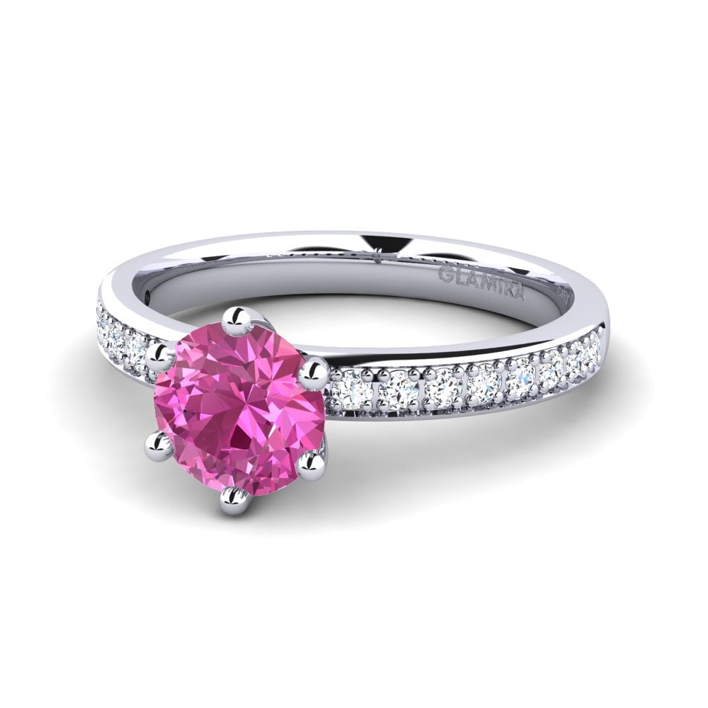 Solitaire Pave Pink Topaz Rings