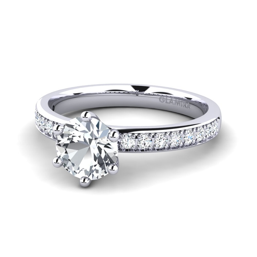 Solitaire Pave White Zircon Engagement Rings