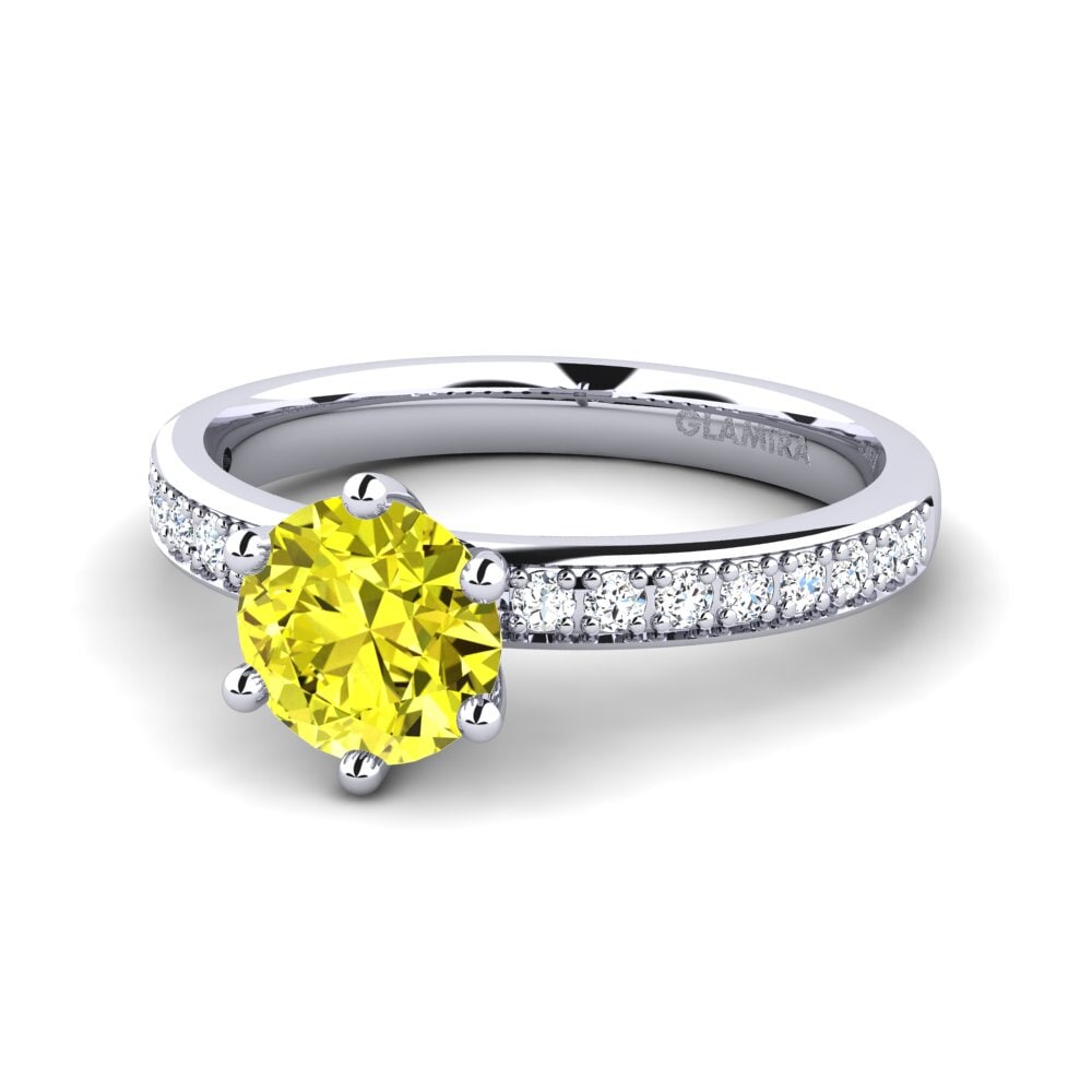 Solitaire Pave Yellow Diamond Engagement Rings