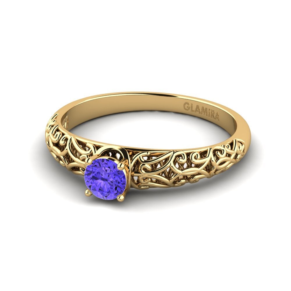 18k Oro Amarillo Tanzanita Anillo de compromiso Alfreda