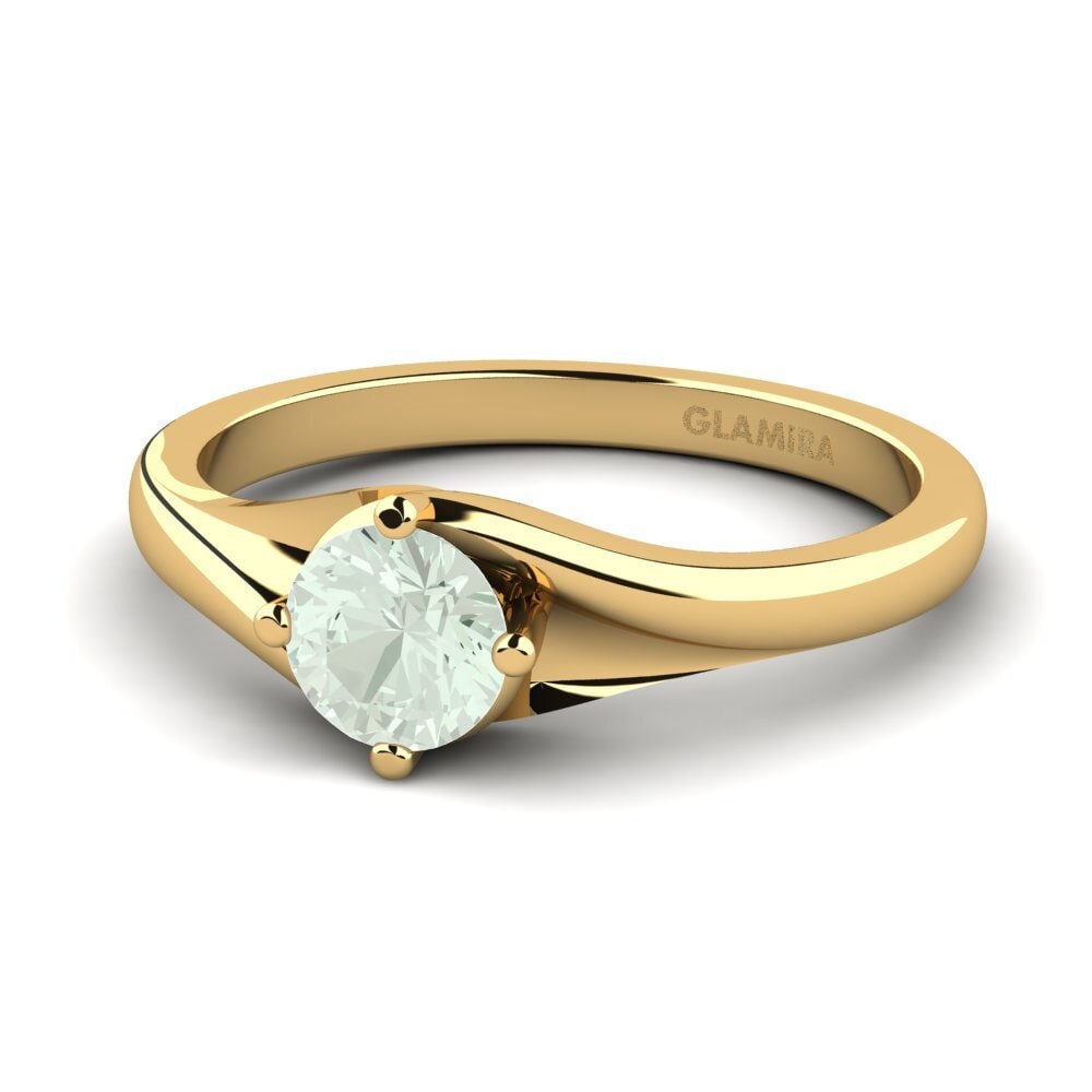 18k Oro Amarillo Amatista verde Anillo de compromiso Alfrida 0.5 crt