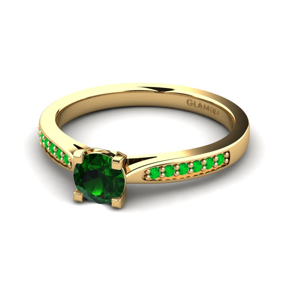 14ct Yellow Gold Green Tourmaline Engagement Ring Alina