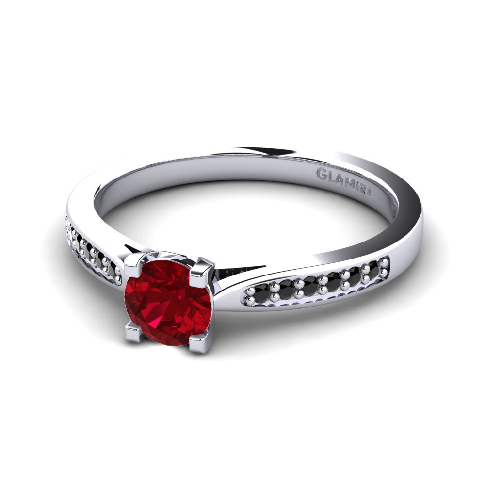 18k Oro Blanco Circonita Roja Anillo de compromiso Alina