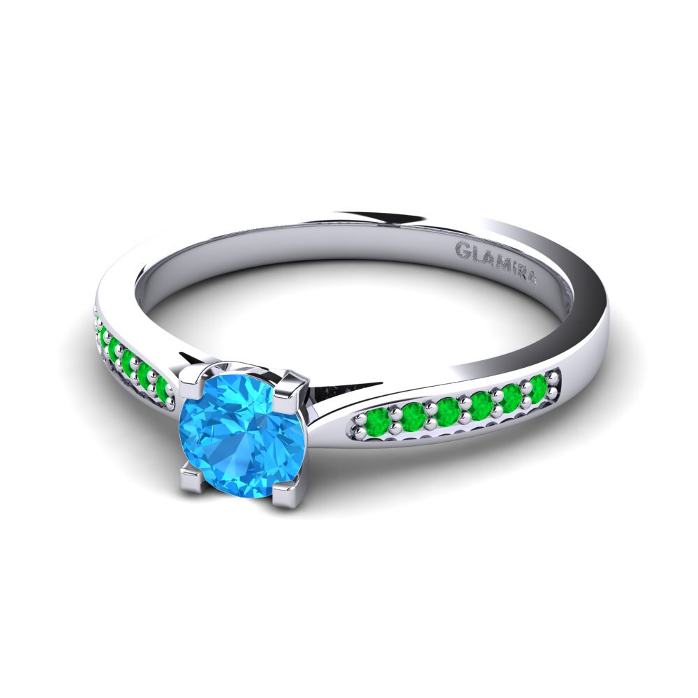 Topacio azul Anillo de compromiso Alina