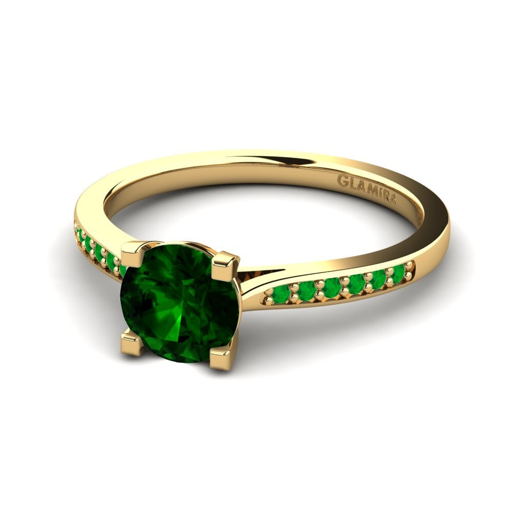 14ct Yellow Gold Green Tourmaline Engagement Ring Alina 1.0 crt