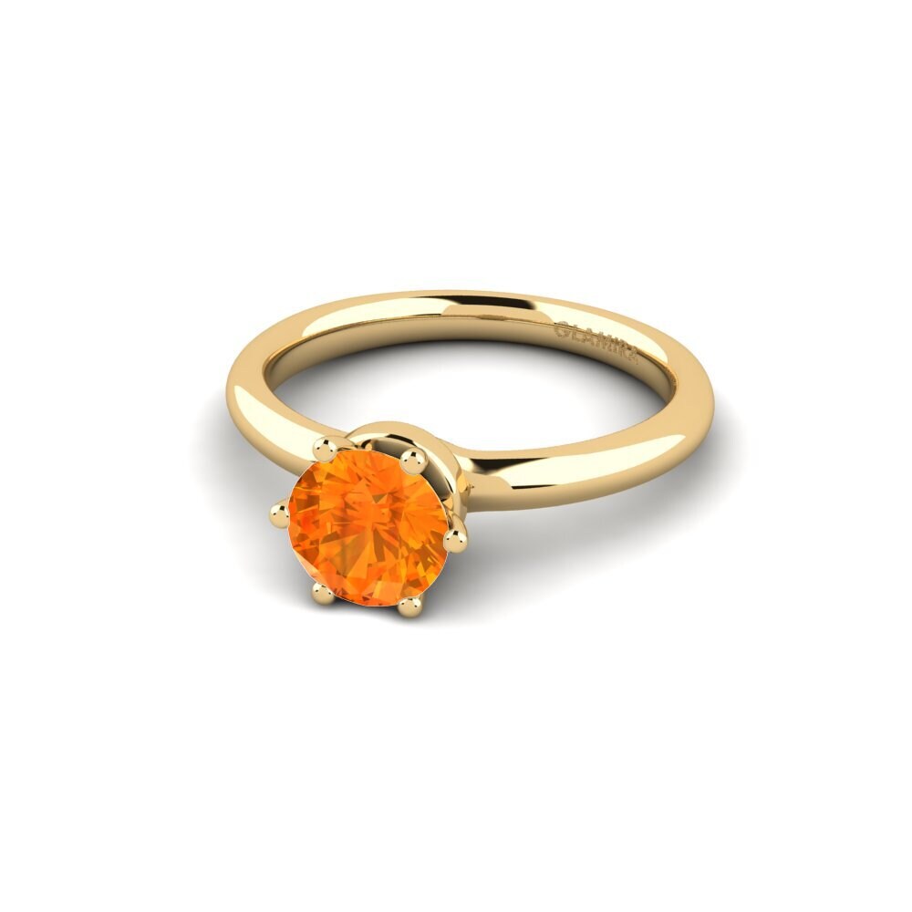 18k Oro Amarillo Zafiro Naranja Anillo de compromiso Almira 1.0 crt