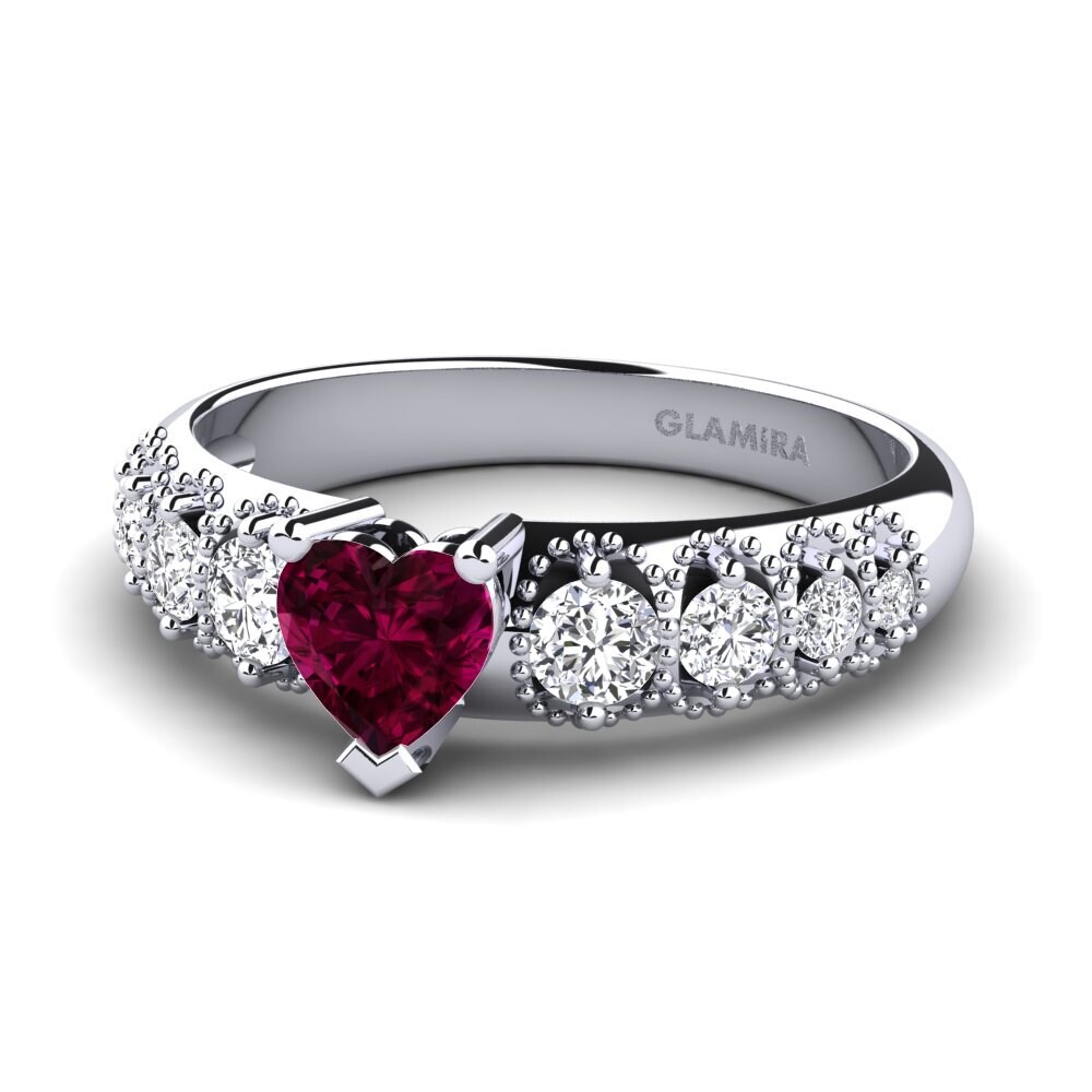 9ct White Gold Rhodolite Garnet Engagement Ring Alonnisos