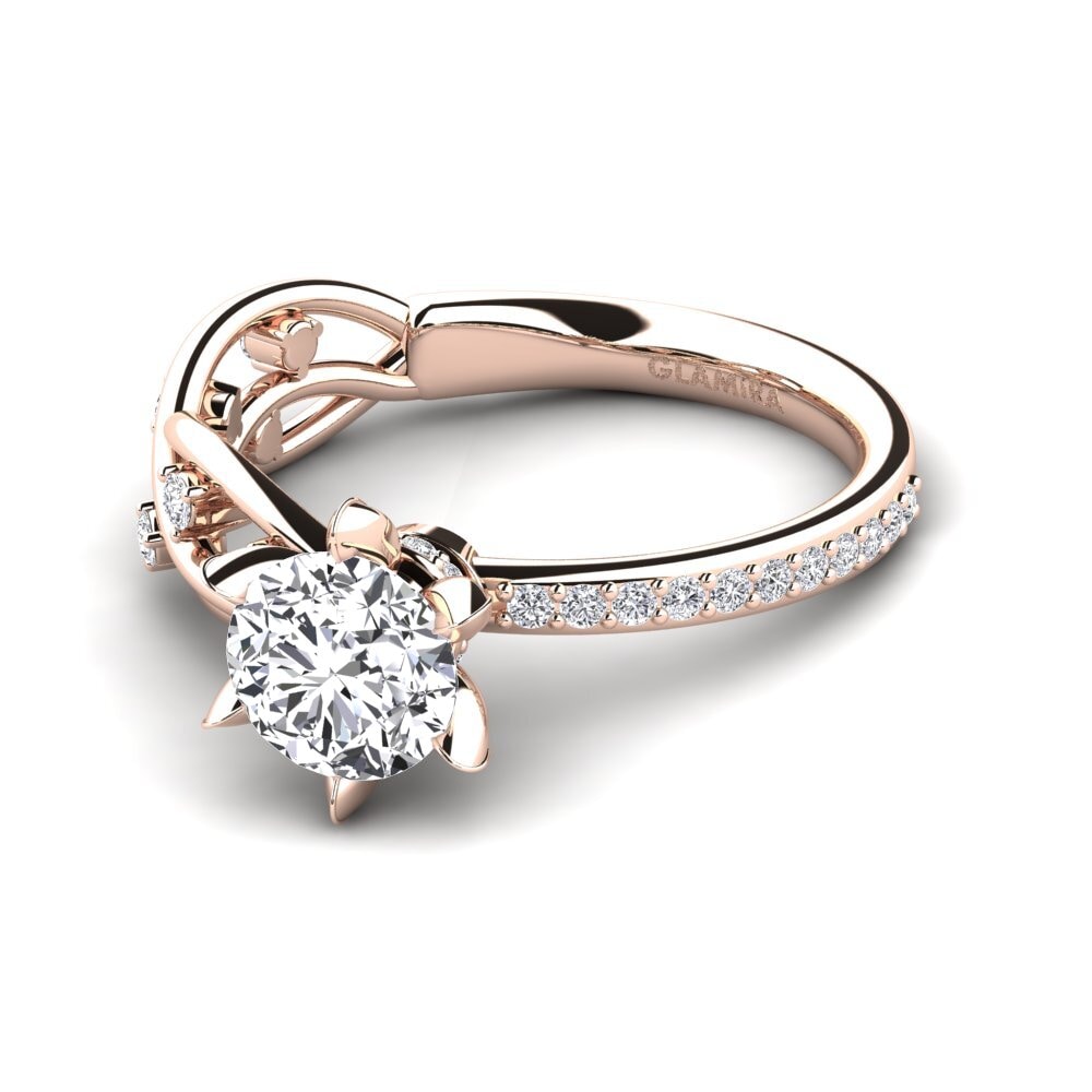 14k Oro Rosa Anillo de compromiso Arla - Round