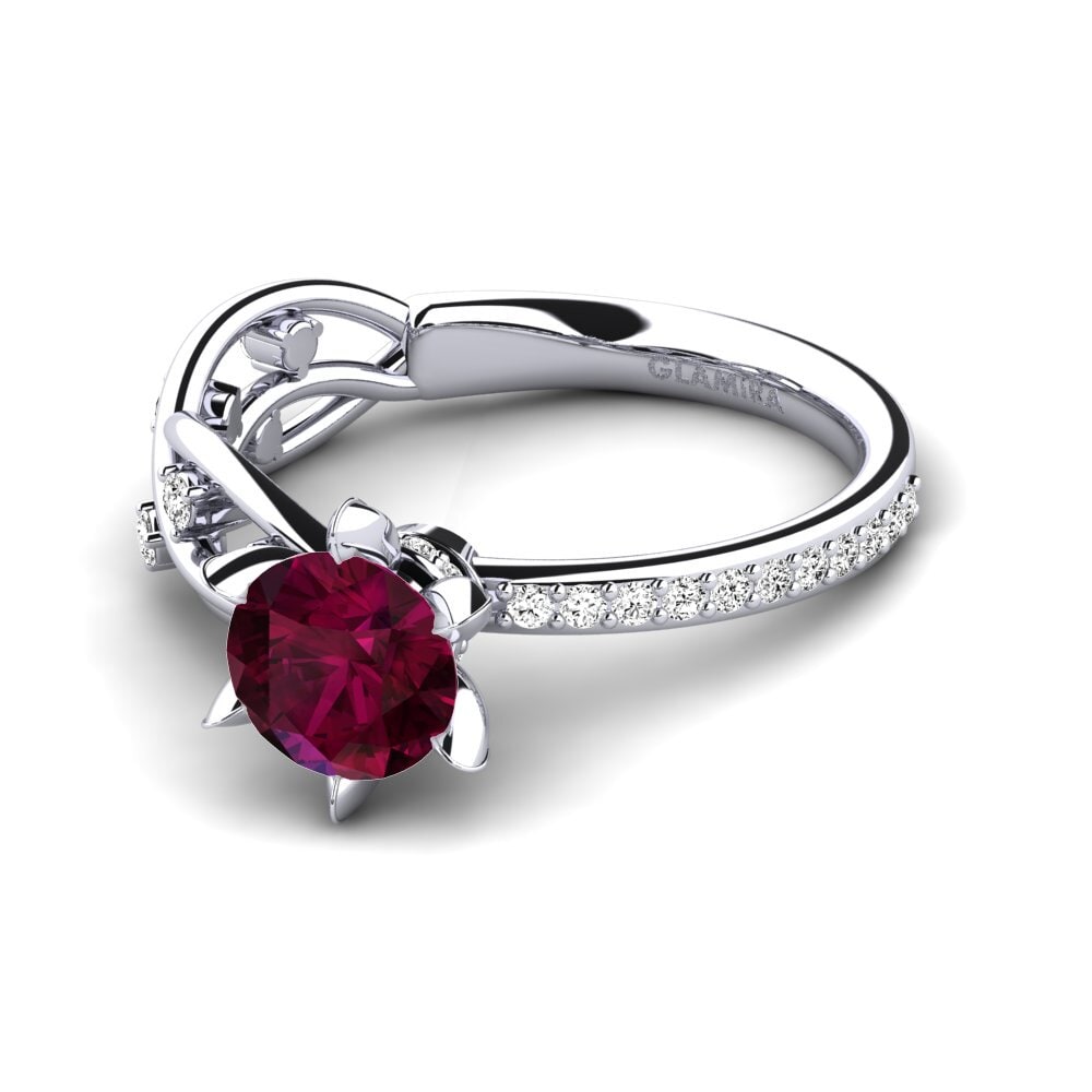 Đá Rhodolite Nhẫn đính hôn Arla - Round