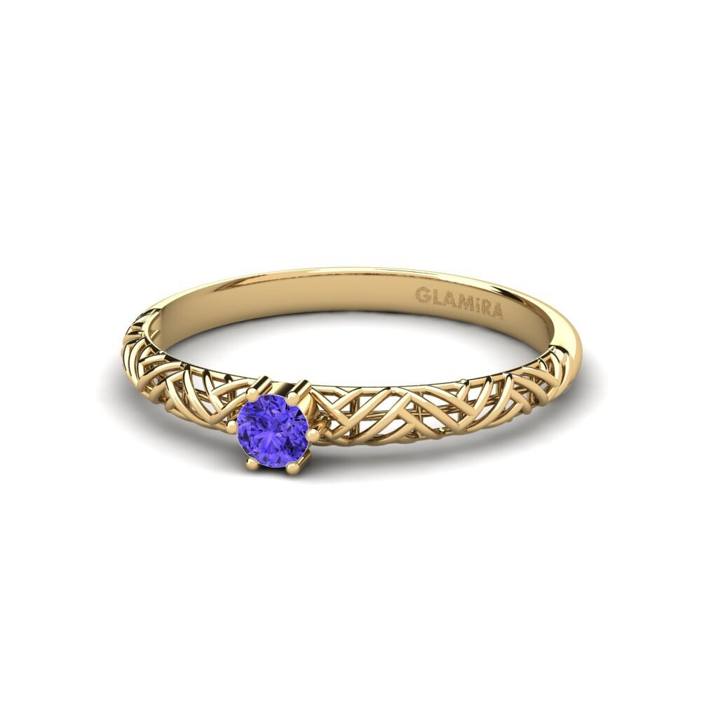18k Oro Amarillo Tanzanita Anillo de compromiso Averasa