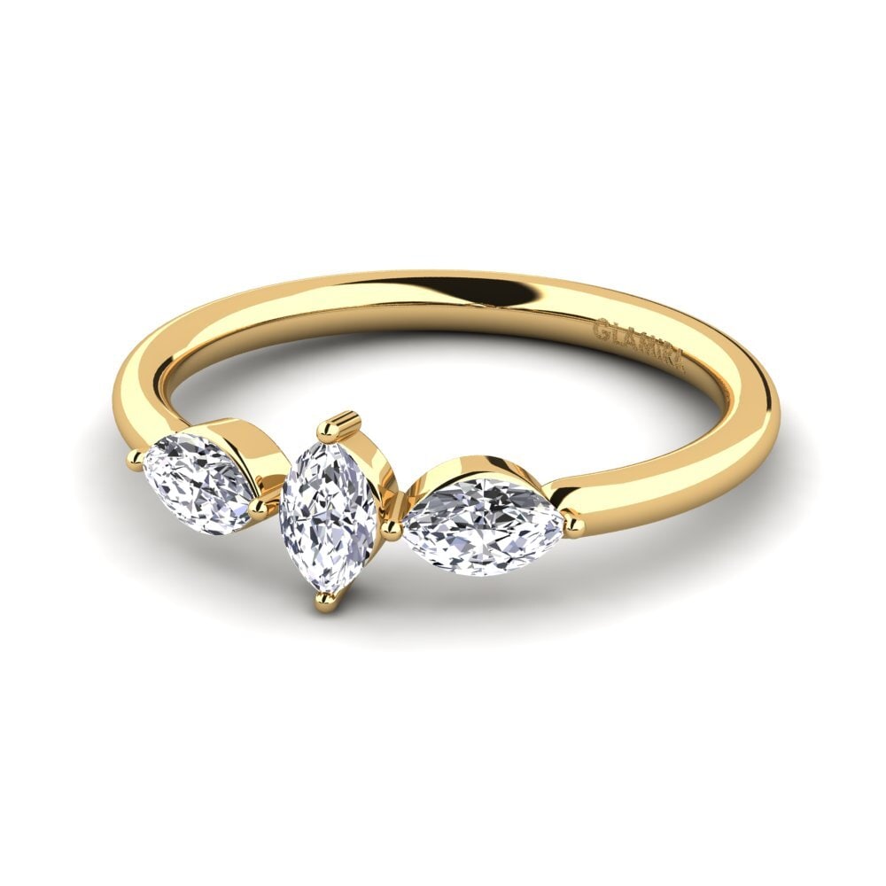 14k Oro Amarillo Anillo de compromiso Avinash