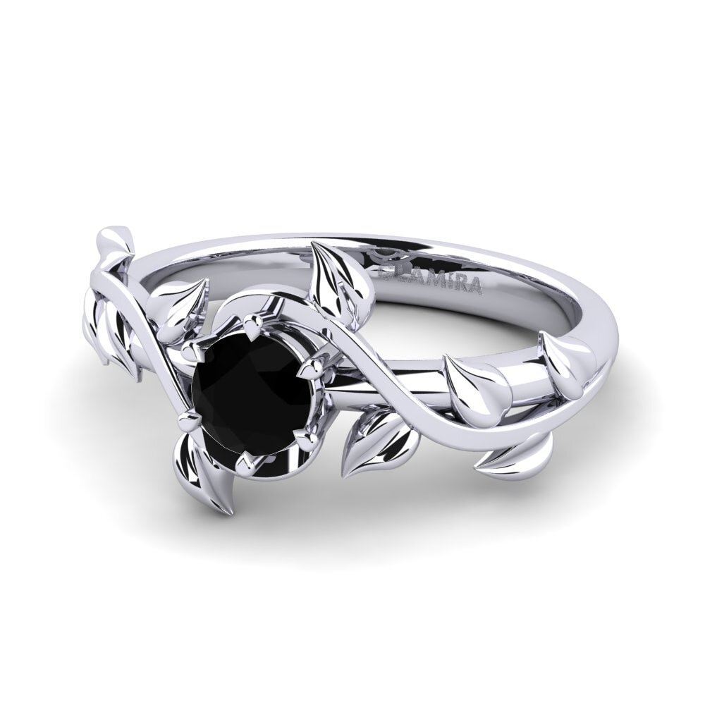 Black Sapphire Engagement Ring Bagu
