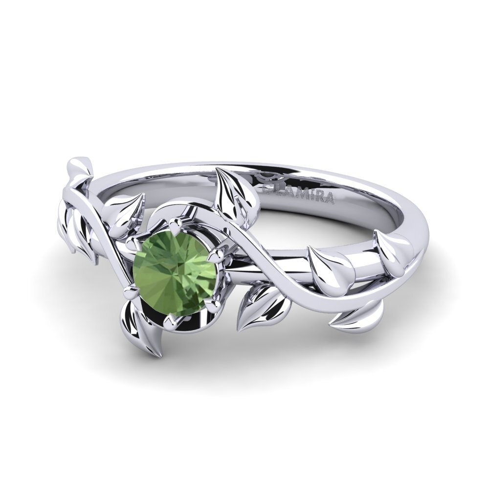 Green Sapphire Engagement Ring Bagu