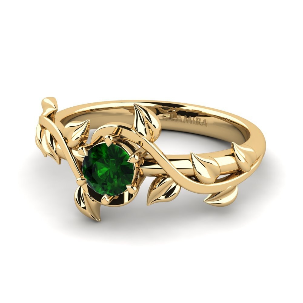 18k Oro Amarillo Anillo de compromiso Bagu