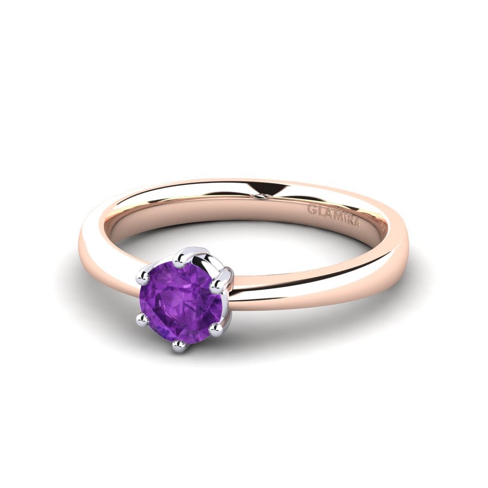 Classic Solitaire Amethyst Engagement Rings