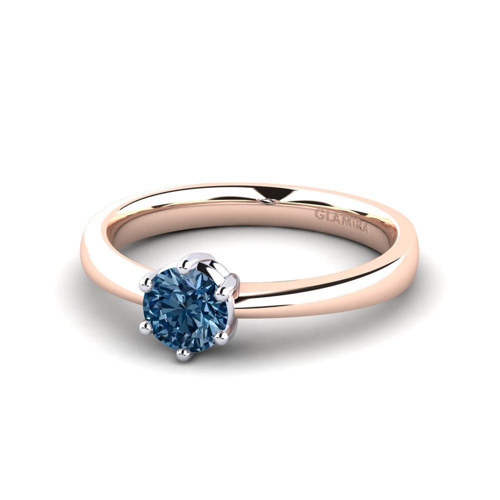 Klasický Solitaire Modrý diamant Zásnubní prsteny