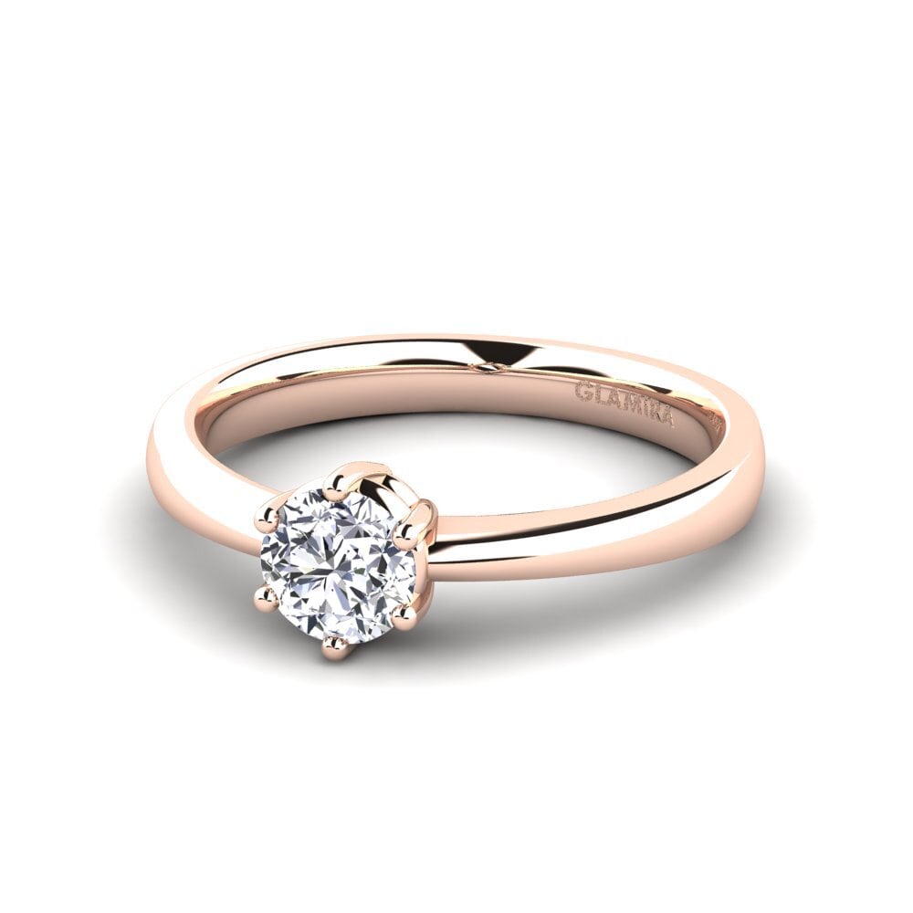 Classic Solitaire Diamond 14ct Rose Gold Rings