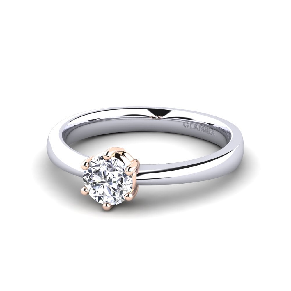 Classic Solitaire Diamond 9ct White & Rose Gold Rings