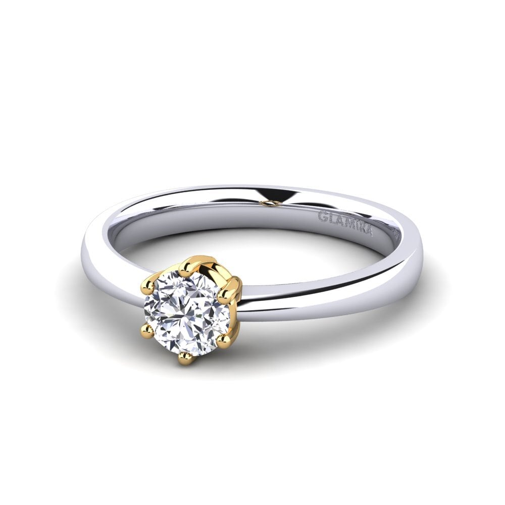Classic Solitaire Diamond 9ct White & Yellow Gold Rings