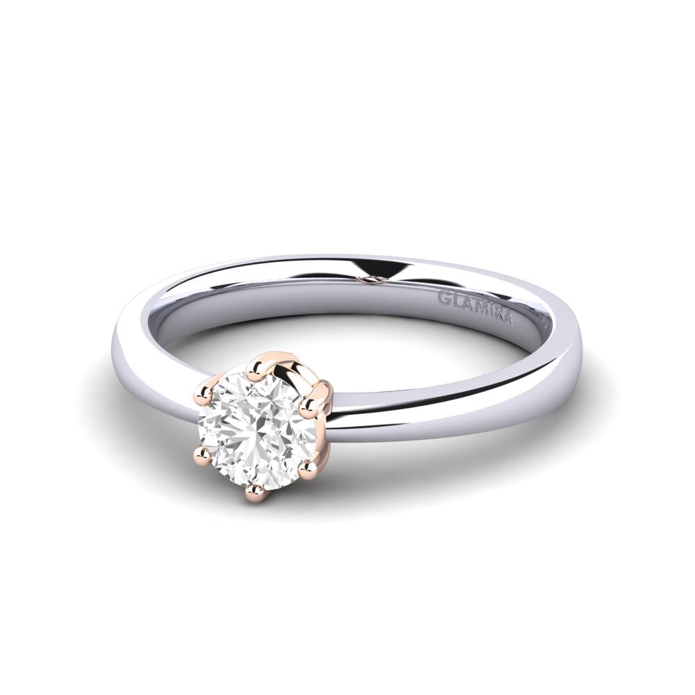 Classic Solitaire White sapphire 14ct White & Rose Gold Engagement Rings